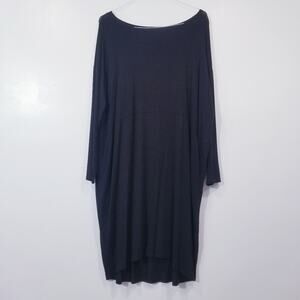 Eileen Fisher Oversized Black Women's Dress Boatneck Lagenlook Dolman Sleeves